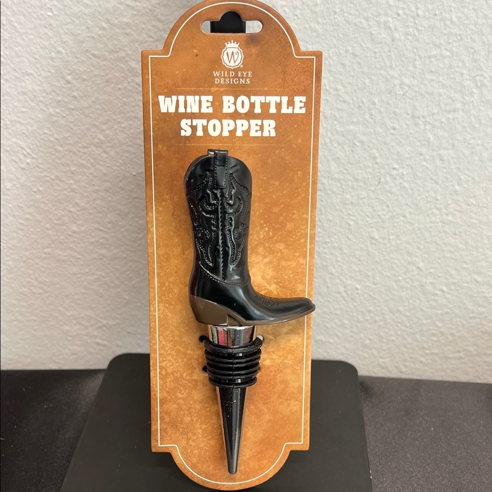 Wild Eye Designs | Black Cowboy Boot Wine Bottle Stopper 🍷